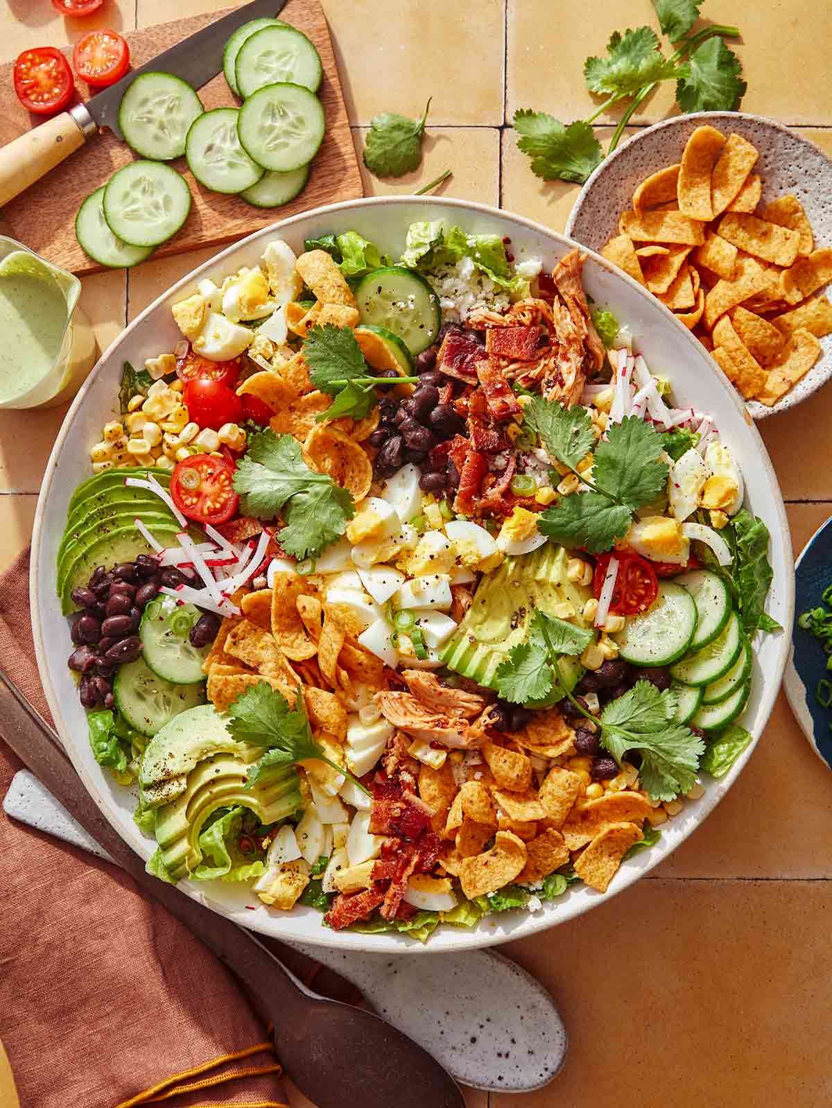 Southwest style cobb salad in a big bowl.