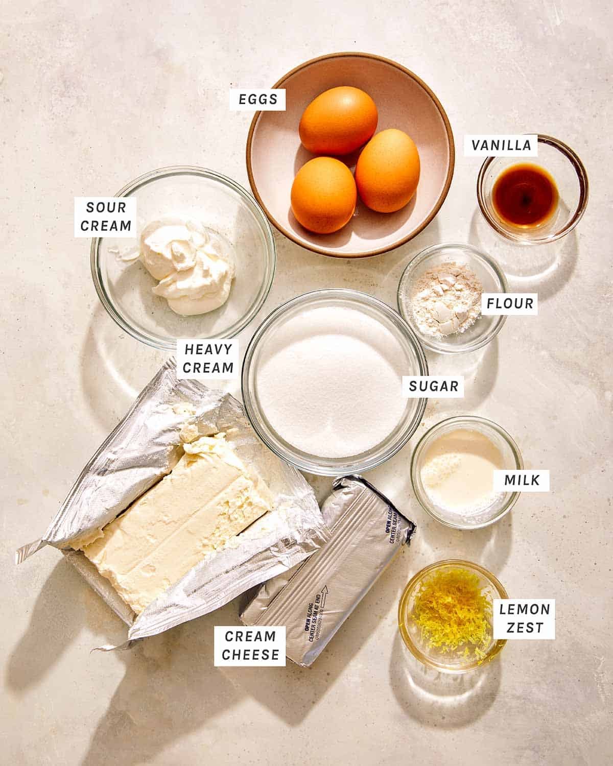 Pumpkin cheesecake bar filling ingredients.