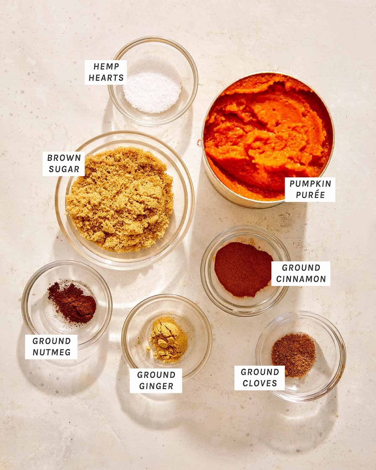 Pumpkin pie filling ingredients.