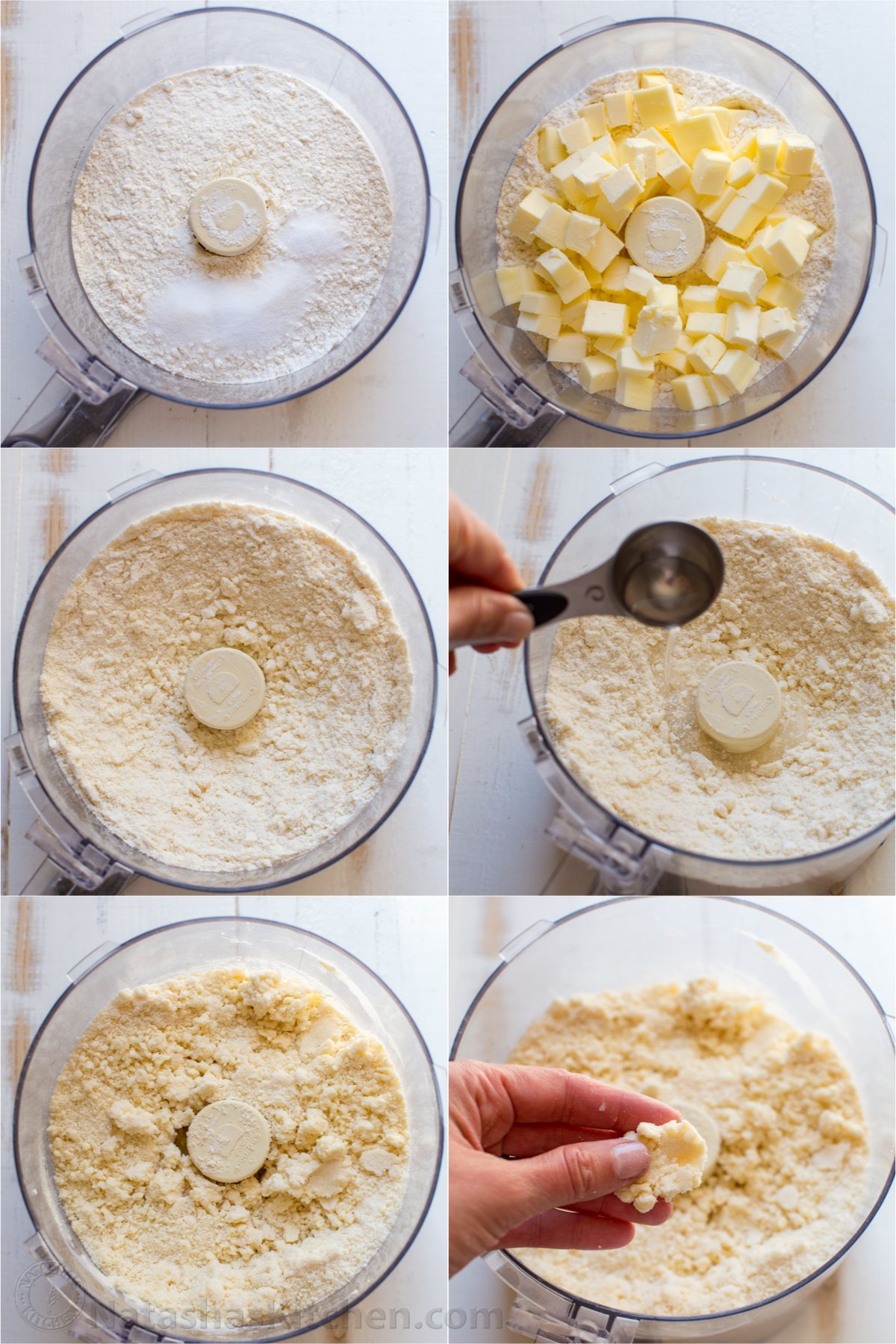 This homemade Pie Crust recipe yields a flaky, tender crust with rich buttery flavor. An easy pie dough - perfect for sweet and savory pies. Step by step collage how to make pie dough