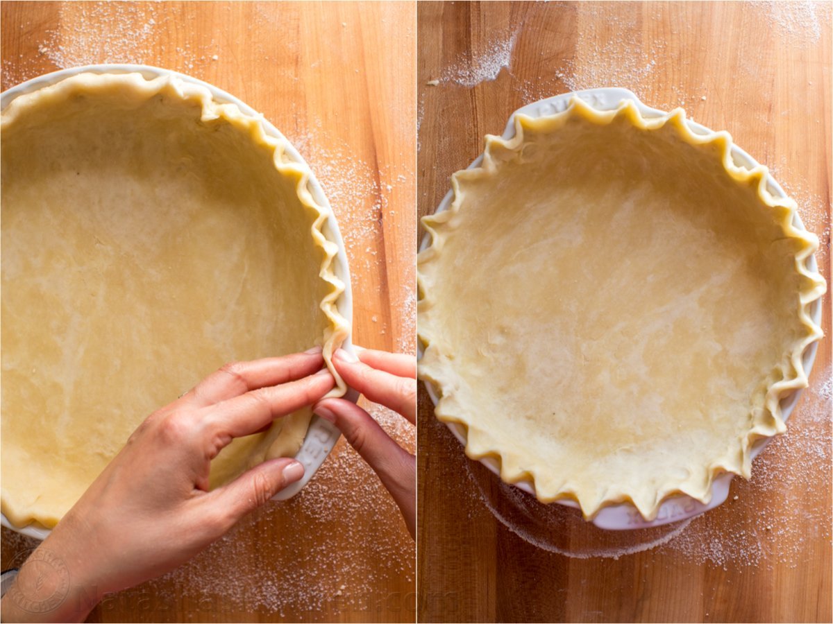 This homemade Pie Crust recipe yields a flaky, tender crust with rich buttery flavor. An easy pie dough - perfect for sweet and savory pies. How to crimp and flute pie edges