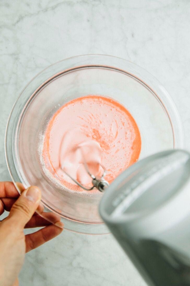 process photo of sakura cold foam being whisked