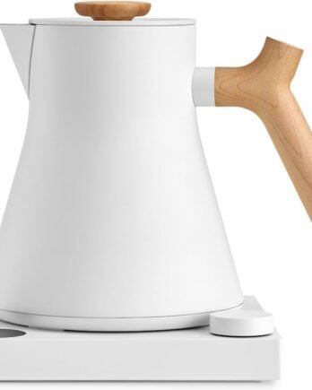 Photo of white Fellow Corvo EKG Electric Kettle with wood handle