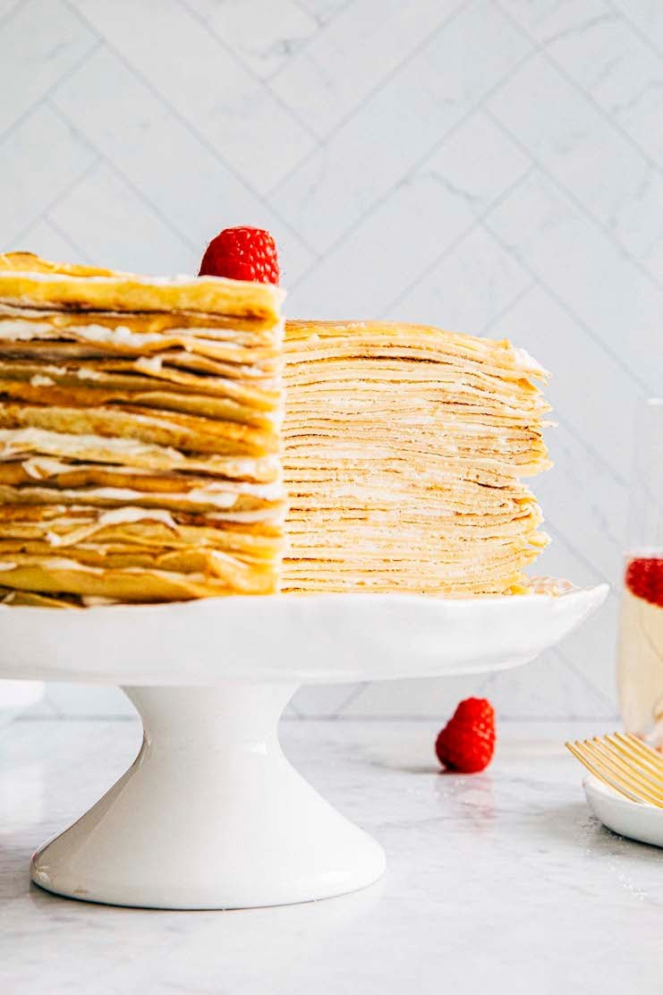 vanilla mille crepe cake