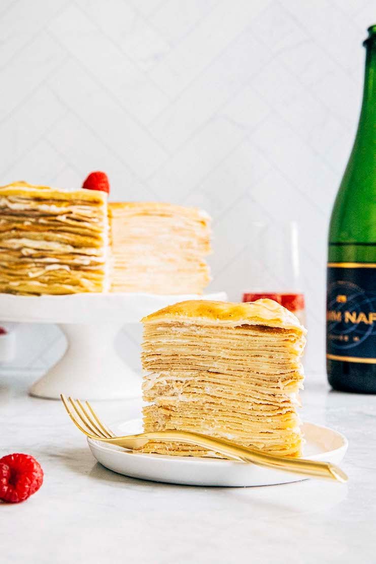 slice of mille crepe cake