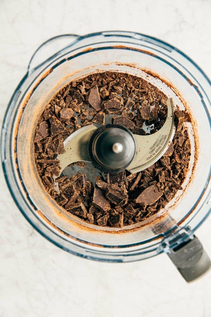 photo of chocolate after pulsed in the food processor
