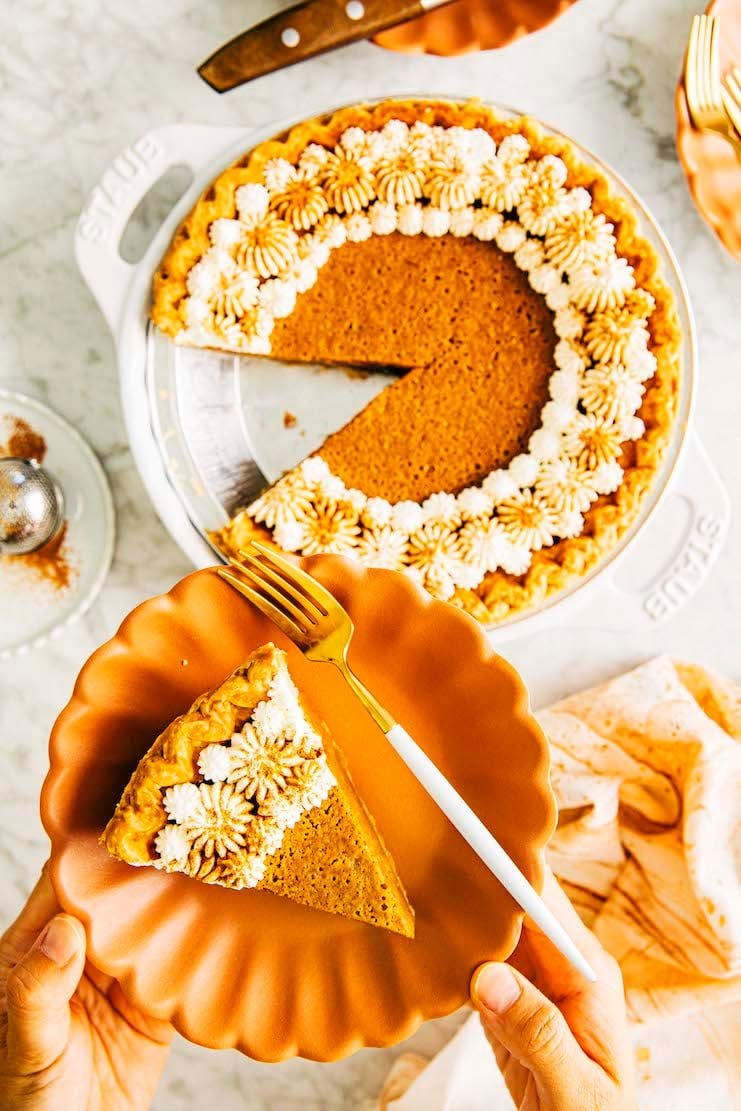 slice of vegan pumpkin pie