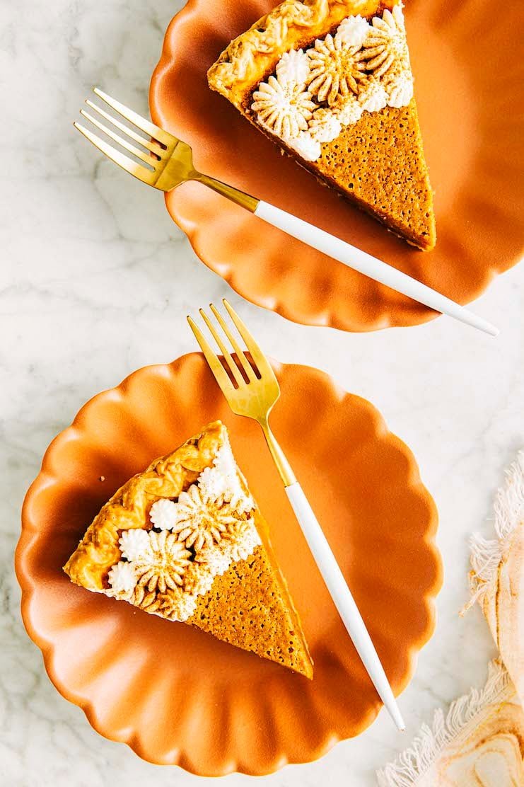 slices of vegan pumpkin pie