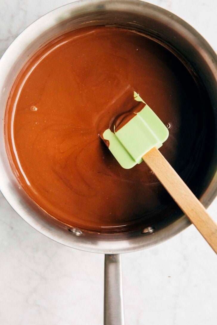 photo showing the thick texture of the french hot chocolate after it's been boiled