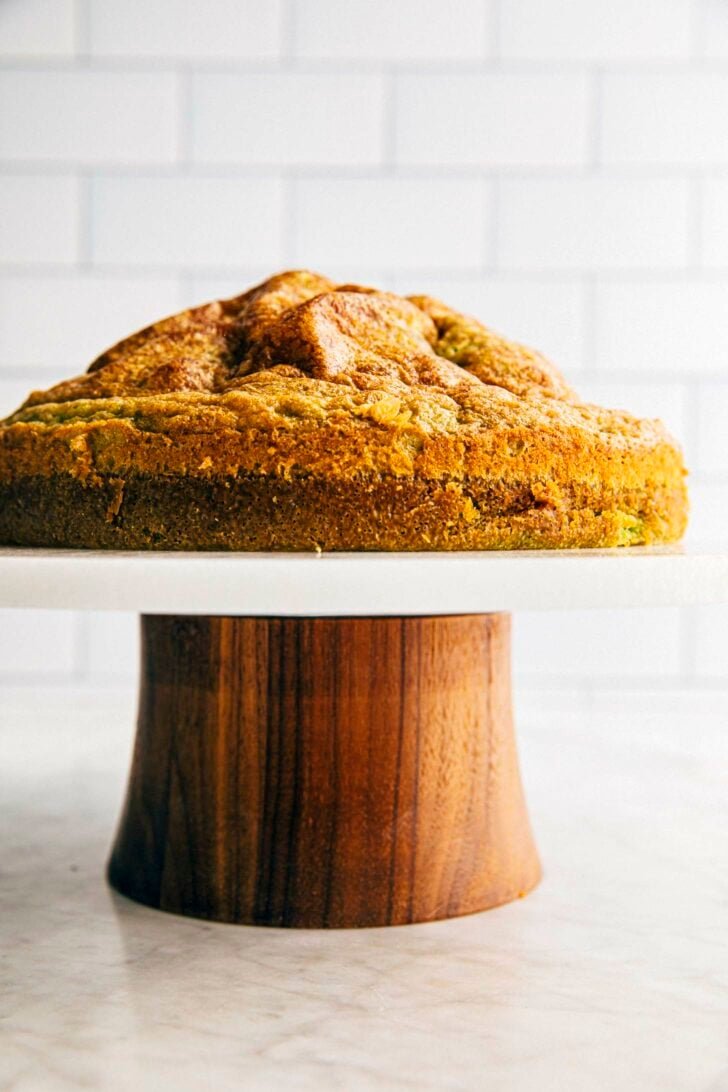 photo of vietnamese honeycomb cake on a cake stand