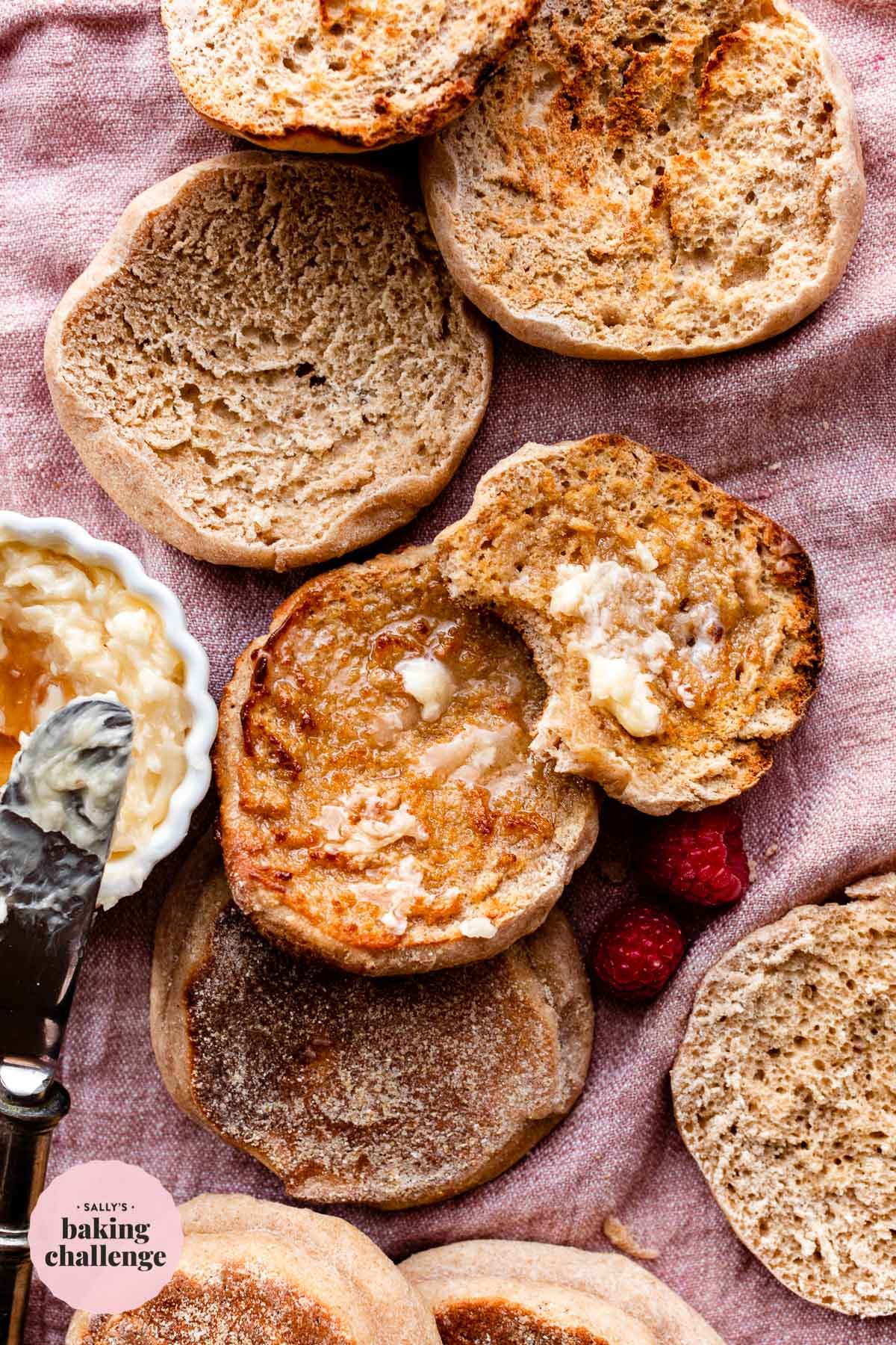 homemade honey wheat english muffins