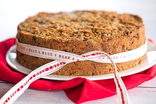 Christmas Cake - A wonderfully dense and moist fruit cake loaded with rum-soaked fruit! | https://www.browneyedbaker.com/christmas-cake/