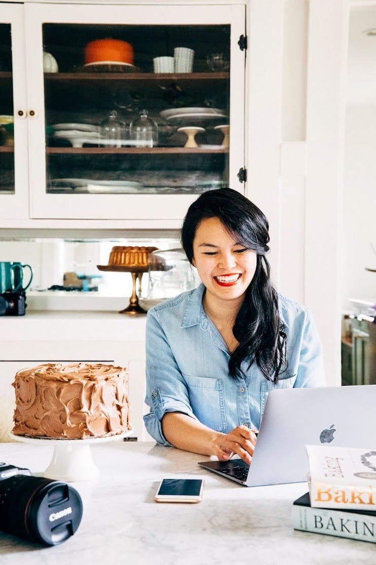 photo of michelle from hummingbird high typing on a laptop