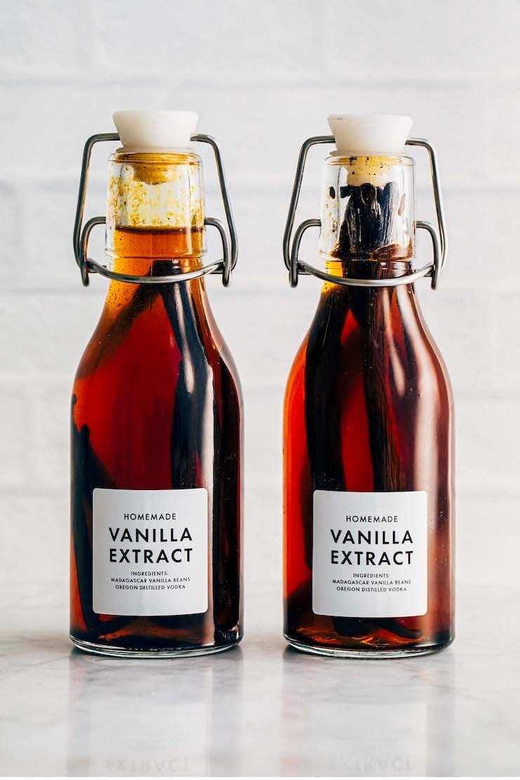 photo of two bottles of homemade vanilla extract
