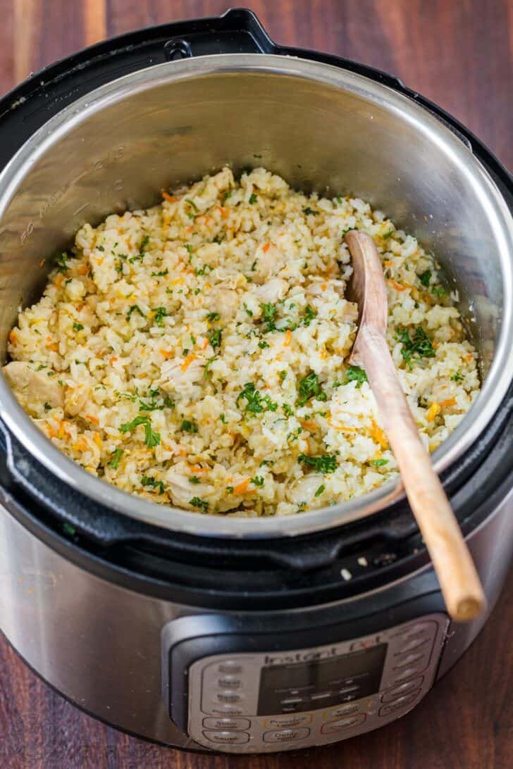 Instant Pot Chicken and Rice with Spoon