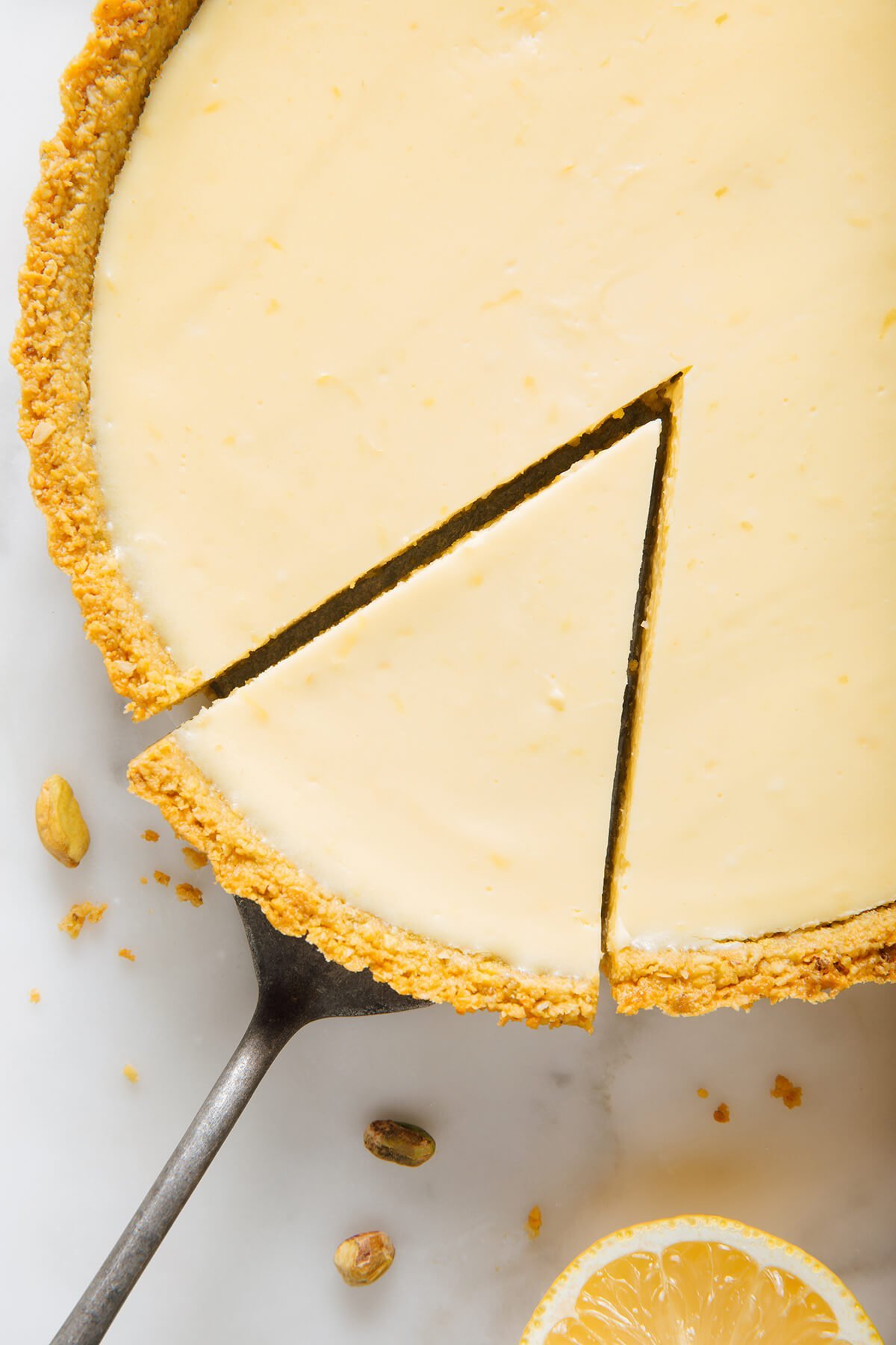 sliced cheesecake tart