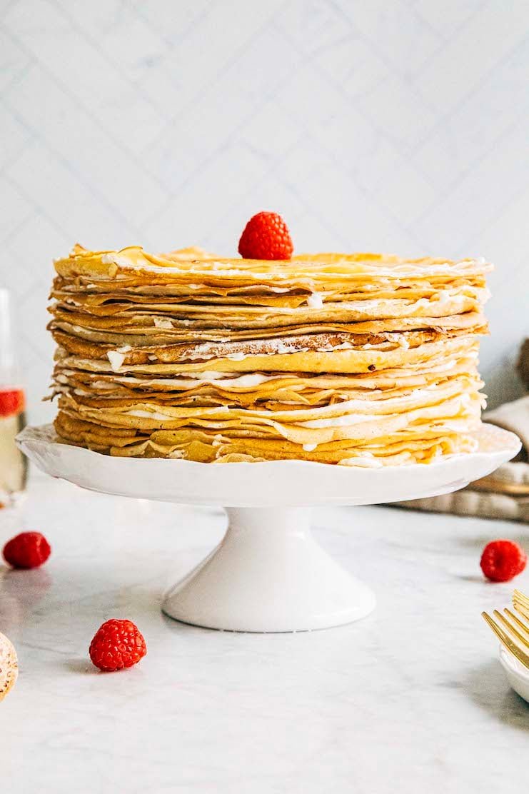 vanilla mille crepe cake