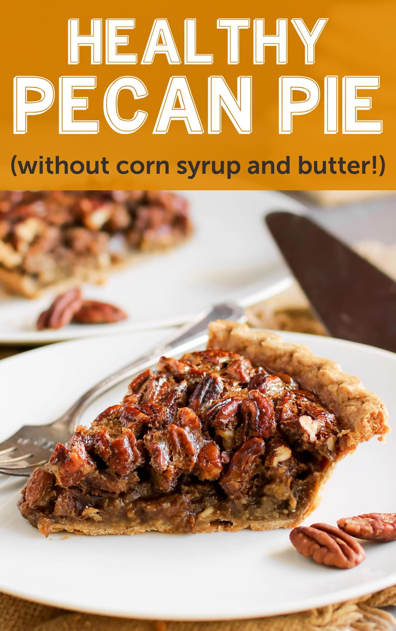 This Healthy Pecan Pie is so rich and decadent, every bite is pure joy -- you'd never know it's made without the corn syrup, white sugar, butter, and heavy cream! This freezer friendly Pecan Pie is an all natural, good-for-you dessert that is perfect for Thanksgiving, Christmas, birthdays, or any day for that matter!