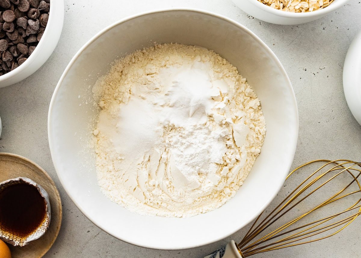 dry ingredients in mixing bowl.