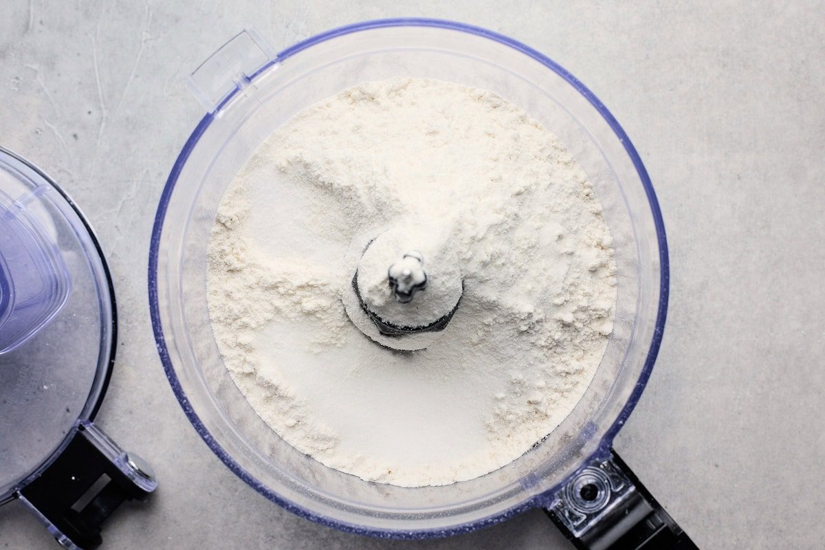 making pie crust in food processor.