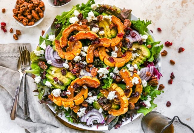 Delicata Squash Salad on platter.