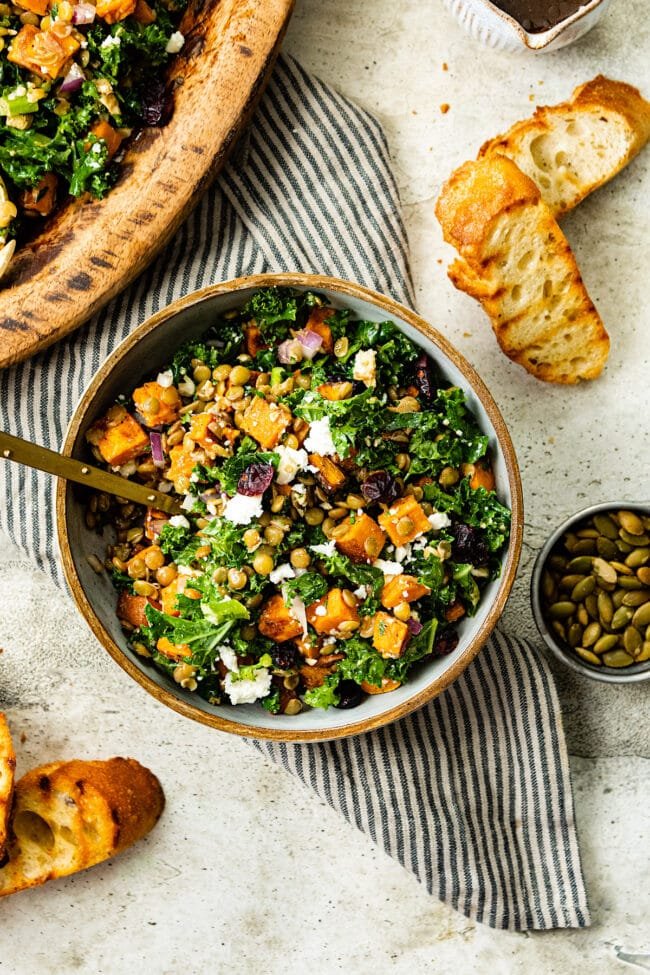 lentil sweet potato kale salad