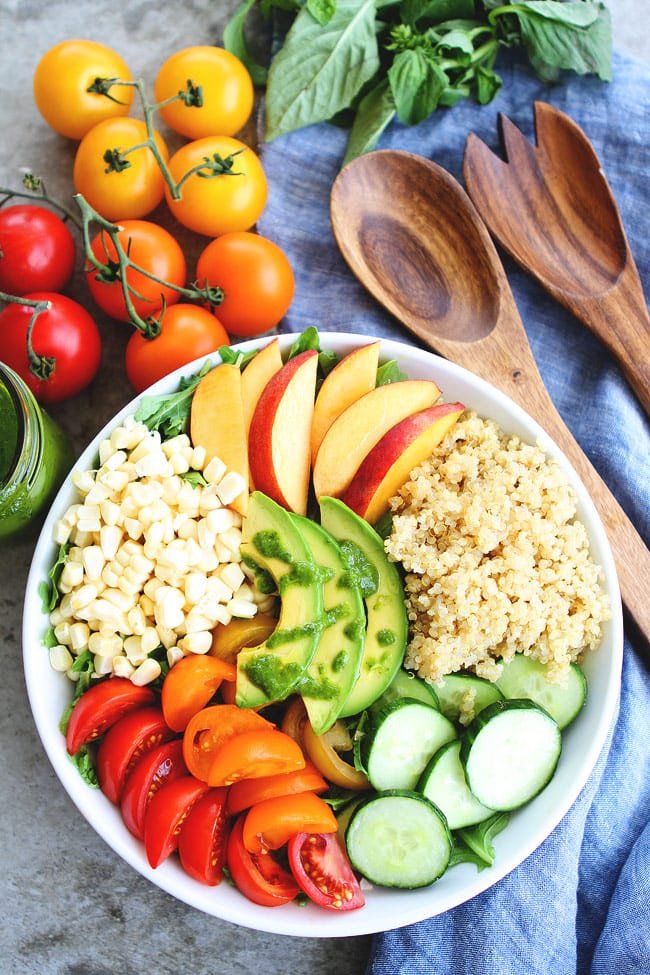 Summer Quinoa Bowl Recipe on twopeasandtheirpod.com This easy quinoa bowl is the perfect summer meal! It is fresh, healthy, and delicious! Summer Quinoa Bowl Recipe