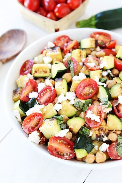 Grilled Zucchini, Chickpea, Tomato, and Goat Cheese Salad Recipe Grilled Zucchini, Chickpea, Tomato, and Goat Cheese Salad Recipe on twopeasandtheirpod.com Love this simple summer salad! #zucchini #salad