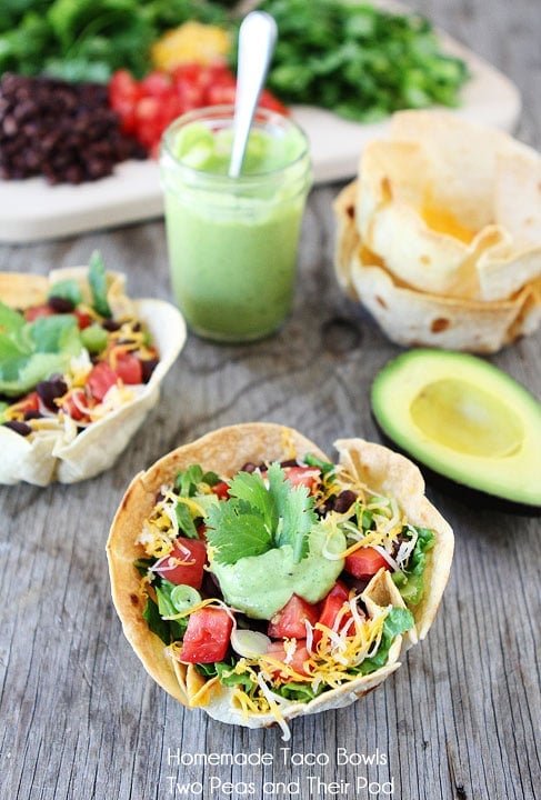 Taco Salad with Homemade Tortilla Bowls on twopeasandtheirpod.com One of our go to meals! Taco Salad with Homemade Tortilla Bowls on twopeasandtheirpod.com One of our go to meals!