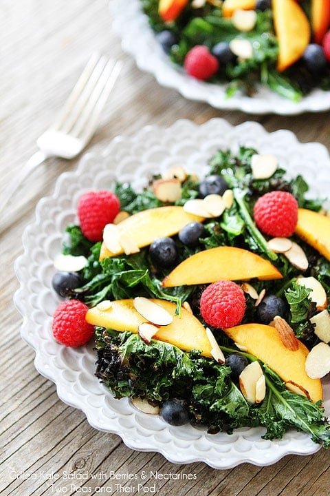 Grilled Kale Salad with Berries & Nectarines Recipe on twopeasandtheirpod.com Grilled Kale Salad with Berries & Nectarines Recipe on twopeasandtheirpod.com