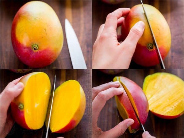 how to cut a mango slicing the sides away from the pit