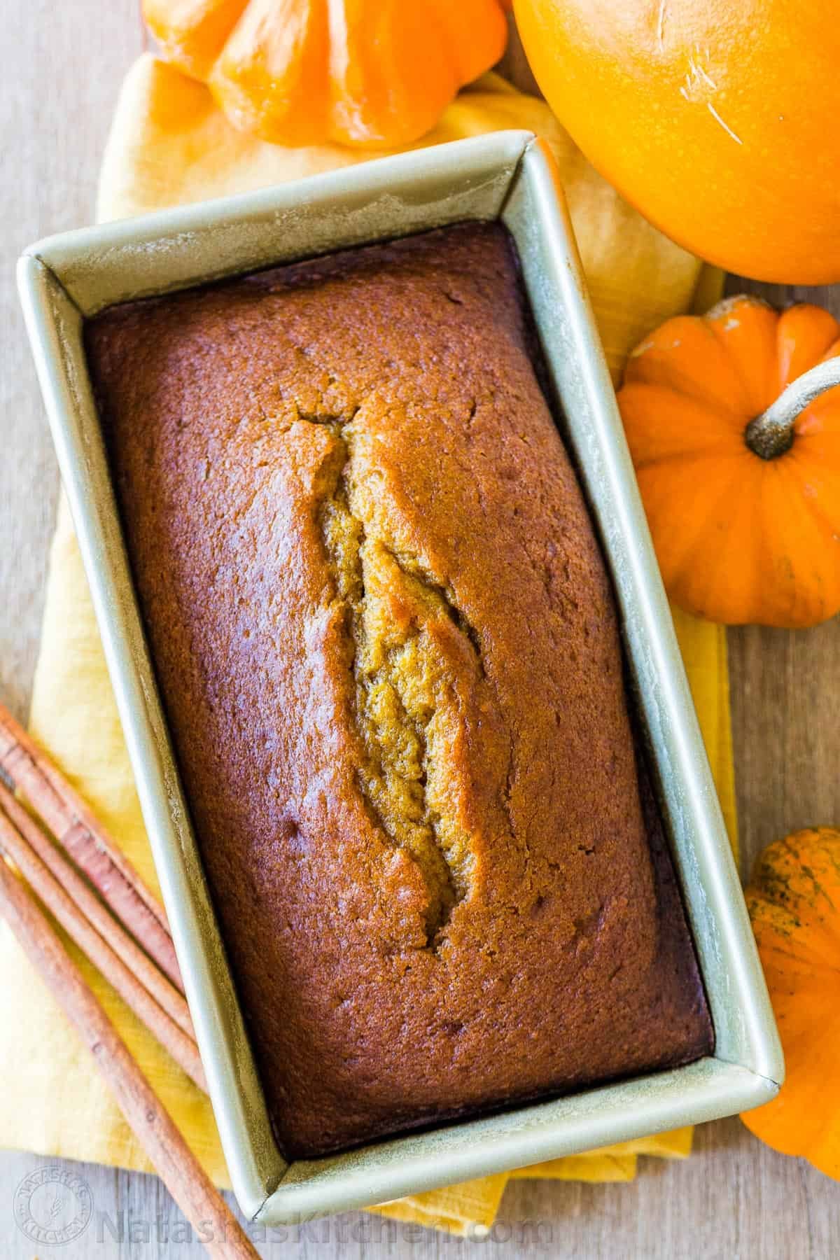 Pumpkin Bread has a soft and moist crumb with wonderful pumpkin flavor. This is our go-to easy pumpkin bread recipe and it's freezer friendly! #pumpkinbread #pumpkinbreadrecipe #easypumpkinbread #pumpkin #pumpkinrecipes #thanksgiving #dessert #bread Fall breakfast loaf ready to be wrapped and frozen