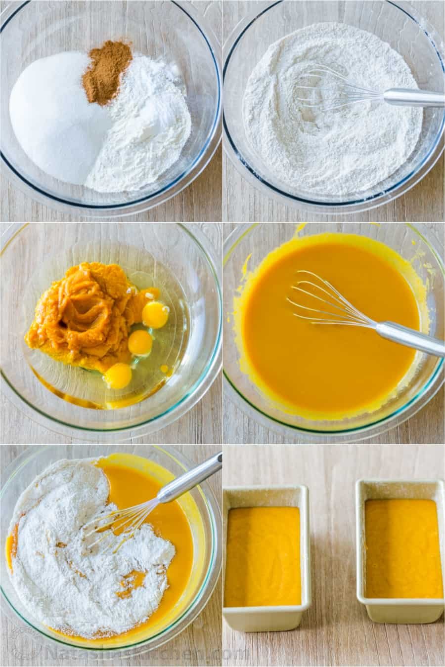 Pumpkin Bread has a soft and moist crumb with wonderful pumpkin flavor. This is our go-to easy pumpkin bread recipe and it's freezer friendly! #pumpkinbread #pumpkinbreadrecipe #easypumpkinbread #pumpkin #pumpkinrecipes #thanksgiving #dessert #bread step by step photos how to make pumpkin bread