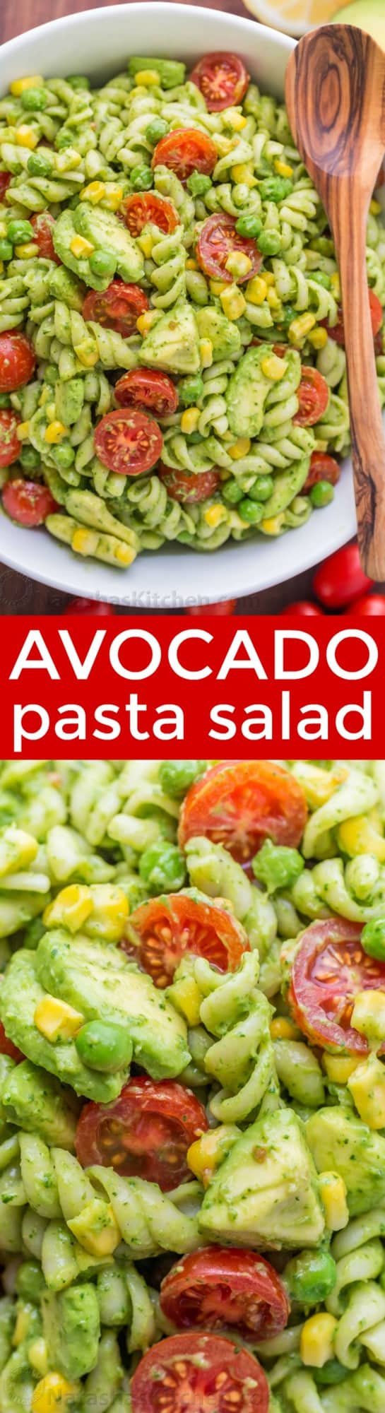 The secret ingredient in this Creamy Avocado Pasta Salad recipe will impress you! This avocado pasta salad is easy, creamy, vibrant, fresh and so satisfying! | natashaskitchen.com