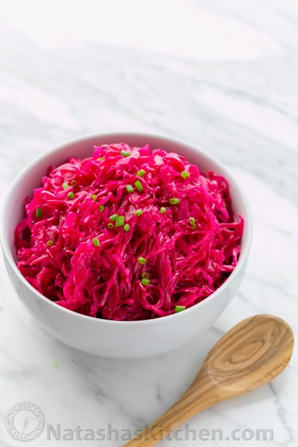 Marinated Cabbage and Beet Salad | natashaskitchen.com 