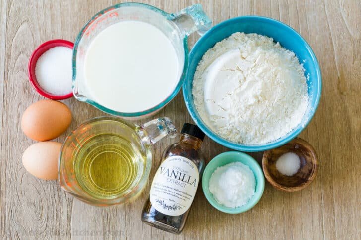 Homemade Waffle Recipe with the secret to super fluffy waffles! Perfect for sweet or savory waffles, and American or Belgian waffle makers. Ingredients for making homemade waffles
