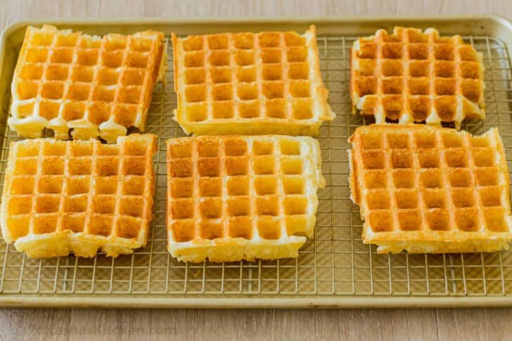 Hot waffles on wire rack