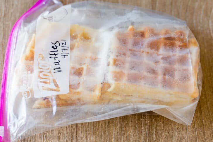 Homemade Waffle Recipe with the secret to super fluffy waffles! Perfect for sweet or savory waffles, and American or Belgian waffle makers. Freezer friendly waffles in freezer bag