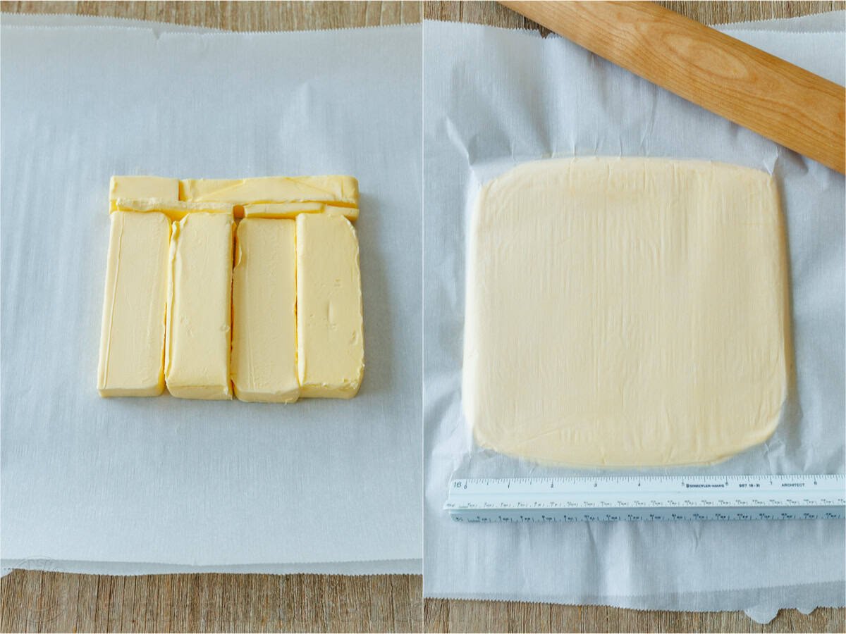 Freshly baked French croissant—crispy on the outside and soft on the inside. With tips from Paris, I've perfected this recipe and know you will love it! How to pound butter between 2 sheets of parchment paper