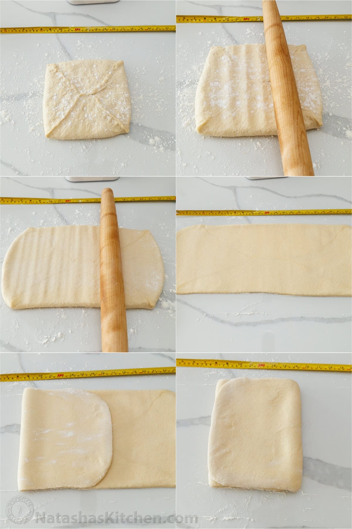 How to laminate croissant dough Step by step how to roll out croissant dough and fold into thirds