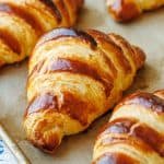 Golden baked, flaky croissant