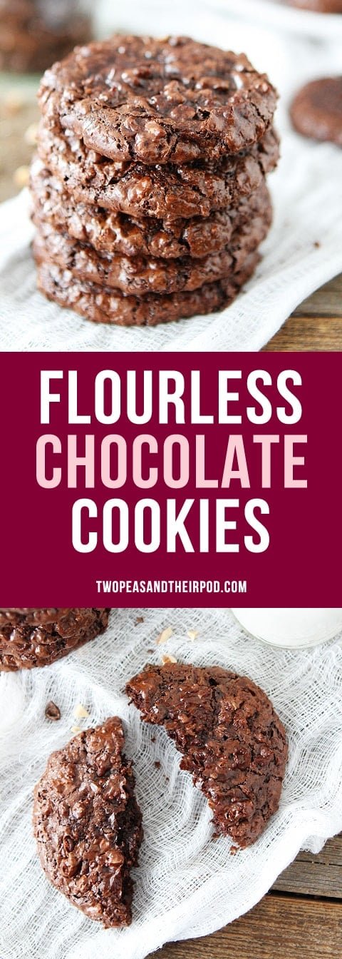 Flourless Chocolate Cookies are so rich and chocolaty! The perfect chocolate cookie, you will never know they are gluten-free! #glutenfree #cookies #chocolate 