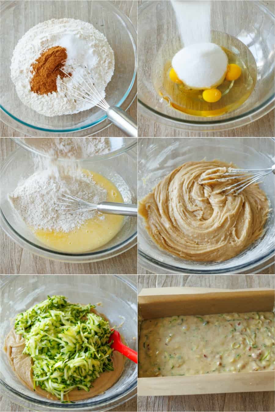 Steps to make zucchini bread with grated zucchini