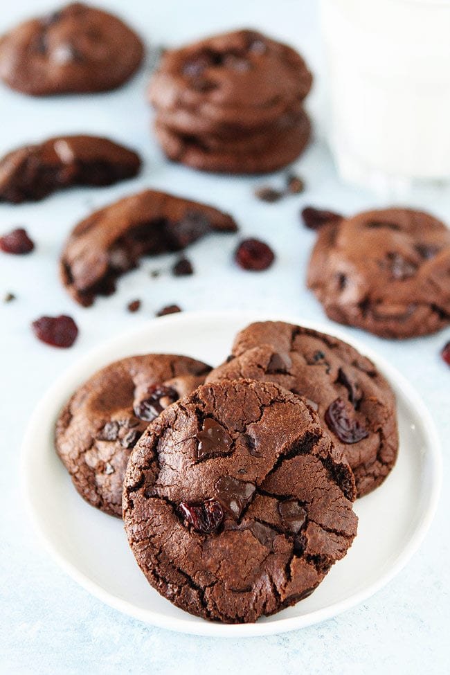 Chocolate Cherry Cookies Recipe on twopeasandtheirpod.com Chocolate lovers will go crazy for these cookies! Chocolate Cherry Cookies Recipe