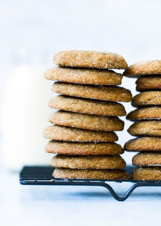 Soft Gingersnap Cookies Recipe on twopeasandtheirpod.com These cookies are a holiday favorite. Add them to your Christmas cookie baking list now! Soft Gingersnap Cookies Recipe