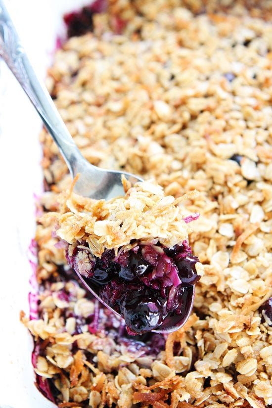 Blueberry Coconut Crisp Recipe on twopeasandtheirpod.com This easy blueberry crisp recipe is always a favorite! A must make dessert for summer! Blueberry Crisp Recipe
