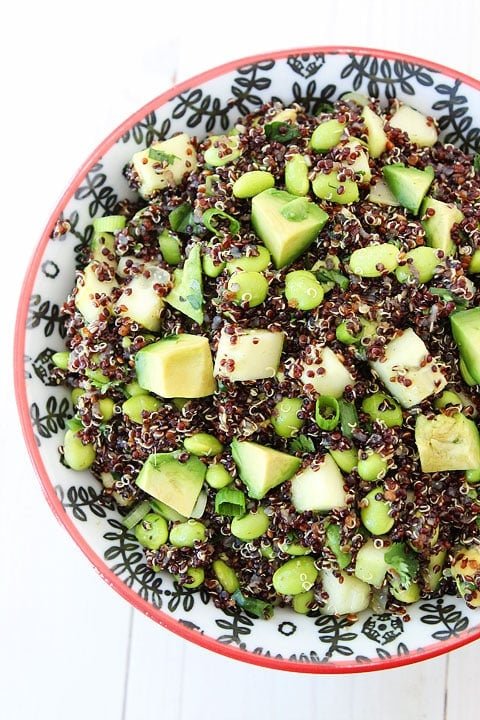 Quinoa Salad with Edamame, Cucumber and Avocado Recipe Quinoa Salad with Edamame, Cucumber and Avocado Recipe on twopeasandtheirpod.com. A MUST make salad for summer! #salad #summer