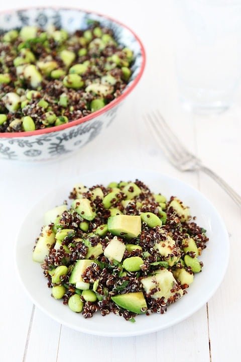 Quinoa Salad Recipe Quinoa Salad with Edamame, Cucumber and Avocado Recipe on twopeasandtheirpod.com Love this gorgeous and healthy salad! #glutenfree #vegan #salad
