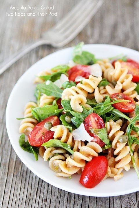 Arugula Pasta Salad Recipe on twopeasandtheirpod.com Arugula Pasta Salad Recipe on twopeasandtheirpod.com