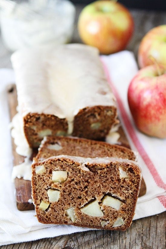 Apple Bread with Brown Butter Glaze Recipe on twopeasandtheirpod.com Spiced apple bread with a brown butter glaze! This bread is a must make for fall! #apple #recipe Apple Bread with Brown Butter Glaze Recipe on twopeasandtheirpod.com